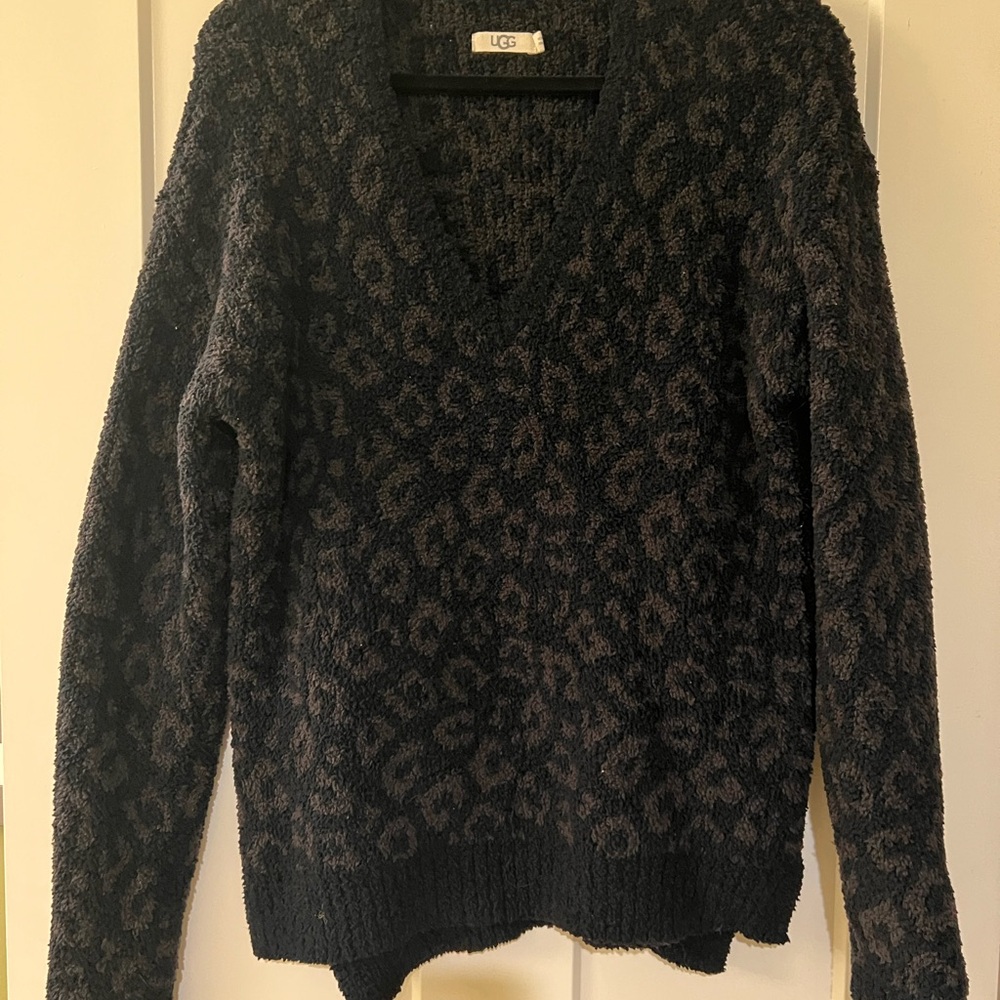 UGG Charcoal and Black Cheetah Knit Sweater